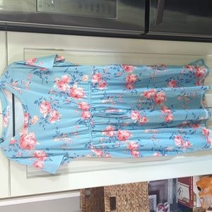 Haute brand dress. Light blue with pink flowers. Size 2x.